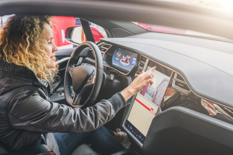 touchscreen dashboard of car